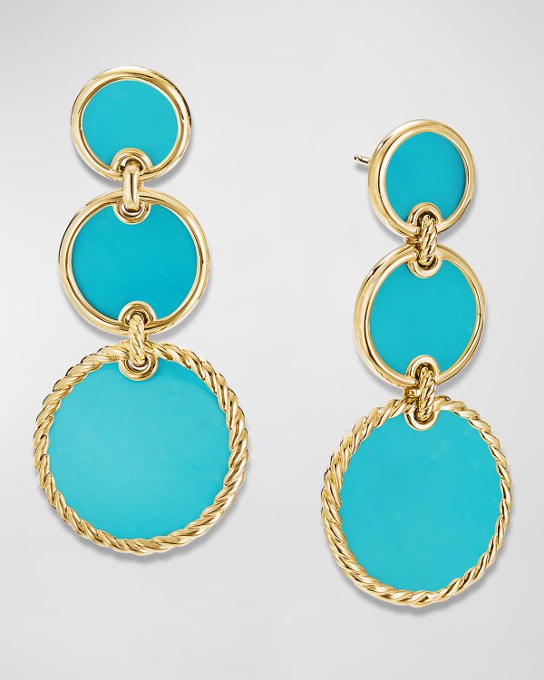 DY Elements Triple Drop Earrings in 18K Yellow Gold with Turquoise- sku202100033