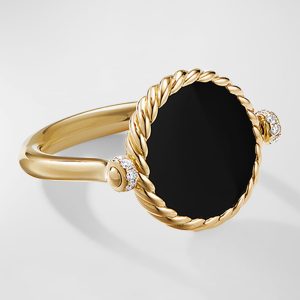 DY Elements Swivel Ring in 18k Gold with Black Onyx, Mother-of-Pearl & Pave Diamonds, Size 5- sku202100043
