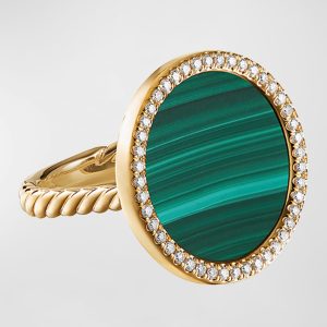 DY Elements Ring in 18k Gold with Malachite & Pave Diamonds, Size 8- sku202100049