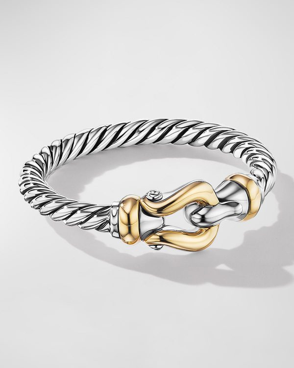 Cable Buckle Ring in Silver with 18K Gold, 2mm- sku202583096