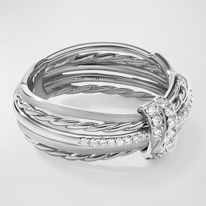 7.5mm Angelika Linear Ring with Diamonds in Sterling Silver- sku206500072
