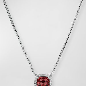 7mm Chatelaine Pendant Necklace with Gemstone and Diamonds in Silver- sku202580757