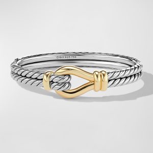Thoroughbred Loop Bracelet in Silver with 18K Gold, 16mm- sku206500056
