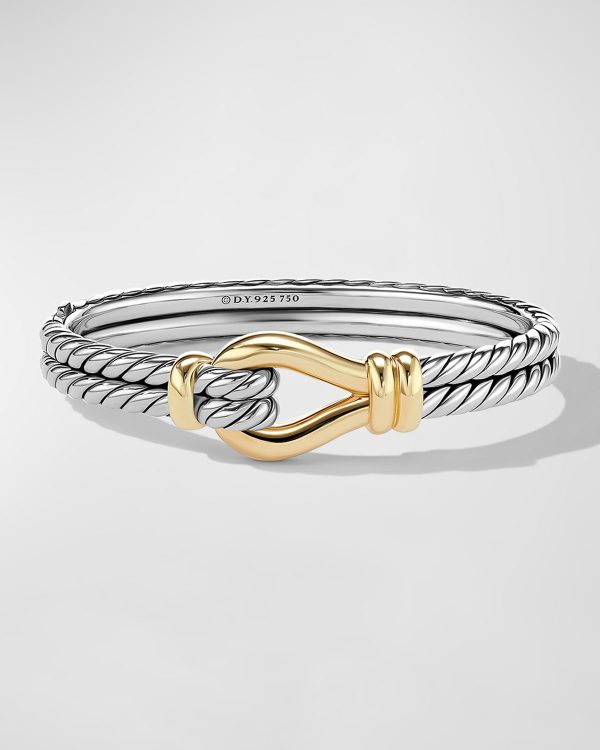 Thoroughbred Loop Bracelet in Silver with 18K Gold, 16mm- sku206500056