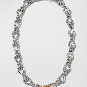 15mm Thoroughbred Loop Linked Chain Necklace in Silver and 18k Gold, 20"L- sku202583171
