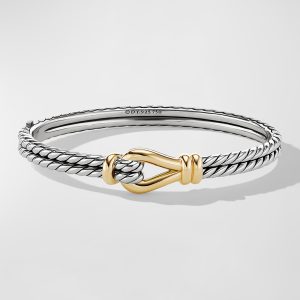 Thoroughbred Loop Bracelet in Silver with 18K Gold, 11mm- sku203710026