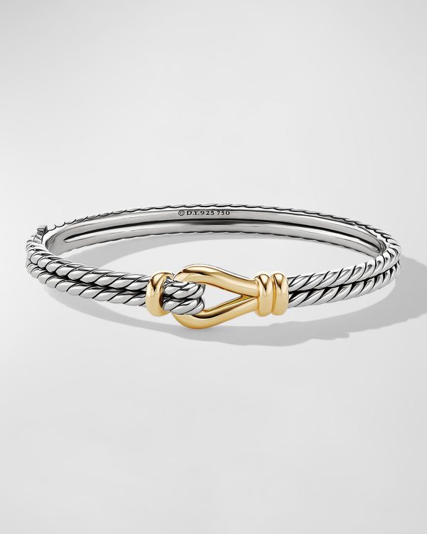 Thoroughbred Loop Bracelet in Silver with 18K Gold, 11mm- sku203710026