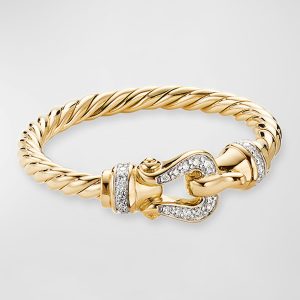 Cable Buckle Ring with Diamonds in 18K Gold, 2mm, Size 5- sku204940028