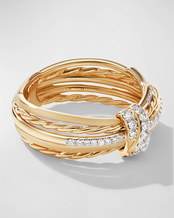 7.8mm Angelika Linear Ring with Diamonds and Gold, Size 8- sku205250022