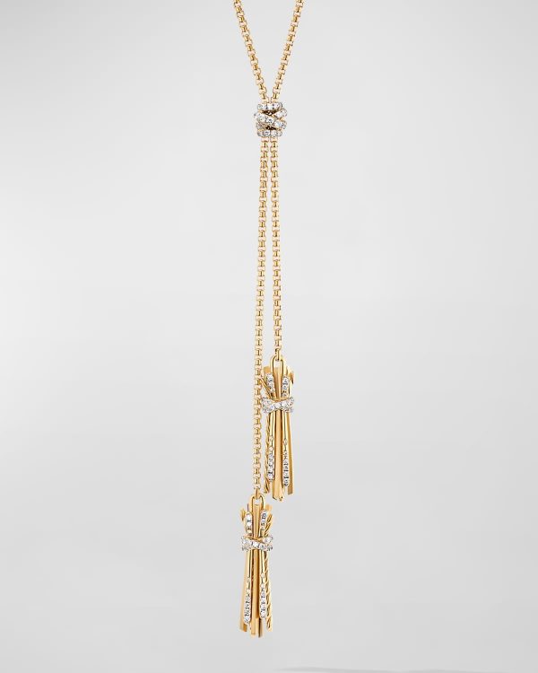 Adjustable Angelika Tassel Necklace with Diamonds and Gold- sku205250025