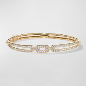 Stax Link Bracelet with Diamonds in 18K Gold, 7mm, Size M- sku205410003