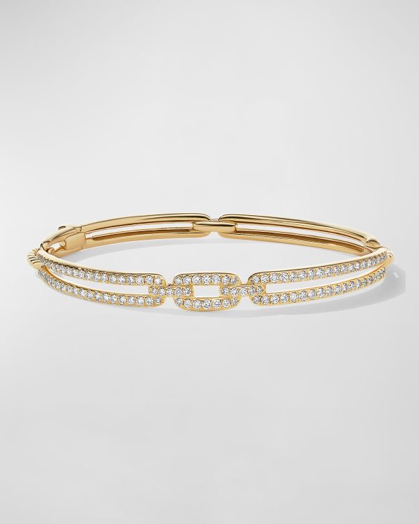 Stax Link Bracelet with Diamonds in 18K Gold, 7mm, Size M- sku205410003