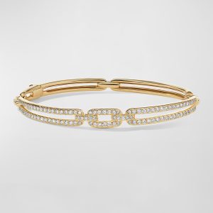 Stax Link Bracelet with Diamonds in 18K Gold, 7mm, Size L- sku205920040