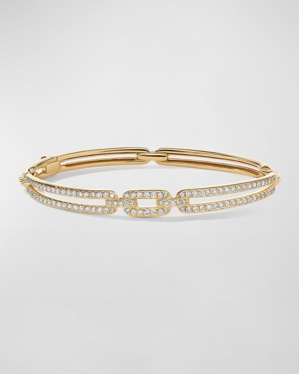 Stax Link Bracelet with Diamonds in 18K Gold, 7mm, Size L- sku205920040