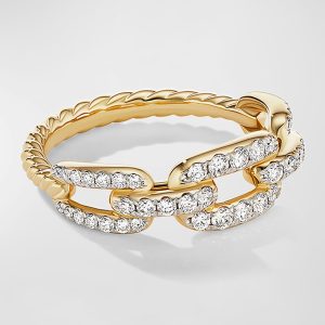 Stax Chain Link Ring with Diamonds in 18K Gold, 7mm, Size 7- sku205920057
