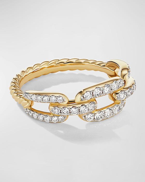 Stax Chain Link Ring with Diamonds in 18K Gold, 7mm, Size 7- sku205920057
