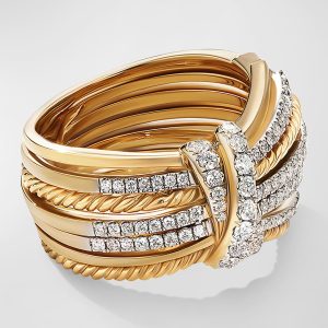 15mm Angelika Ring with Diamonds and Gold, Size 7- sku207030068