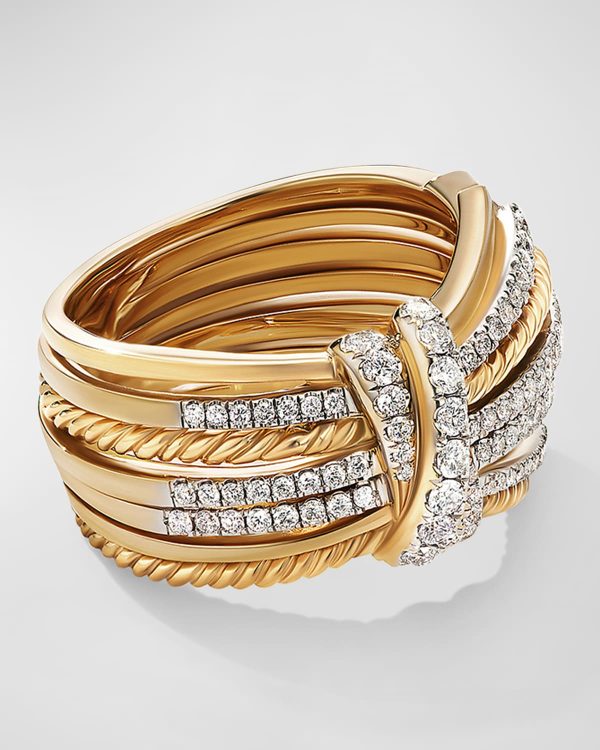 15mm Angelika Ring with Diamonds and Gold, Size 7- sku207030068