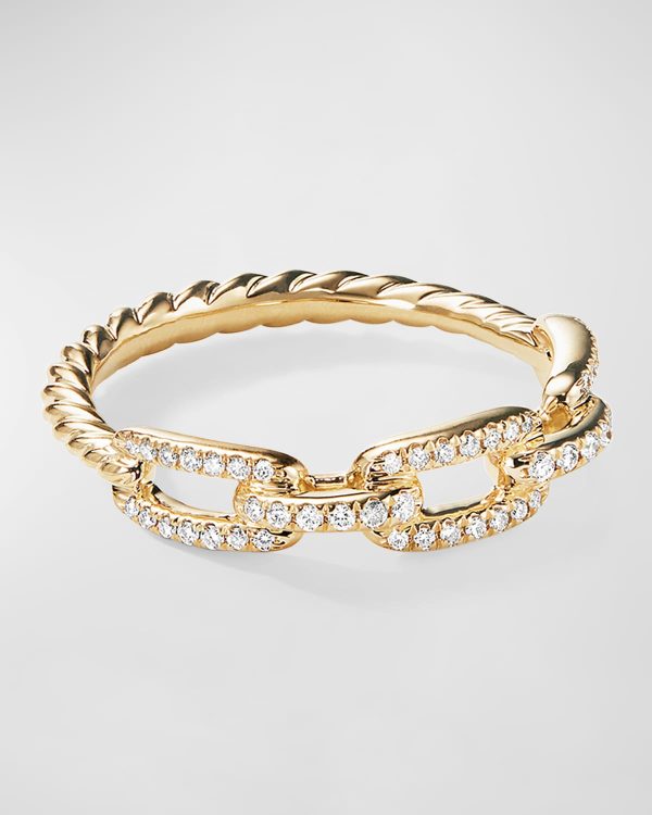 Stax Chain Link Ring with Diamonds in 18K Gold, 4.5mm- sku206940091