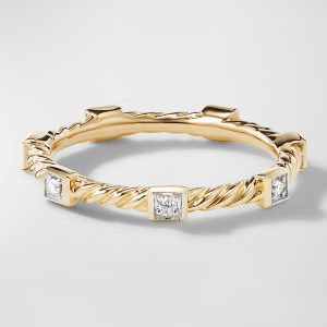 Cable Collectibles Stack Ring with Diamonds in 18K Gold, 2mm- sku207710030