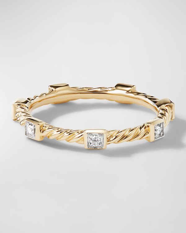 Cable Collectibles Stack Ring with Diamonds in 18K Gold, 2mm- sku207710030