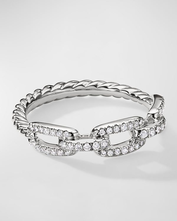 Stax Chain Link Ring with Diamonds in 18k White Gold, 4.5mm- sku207291186