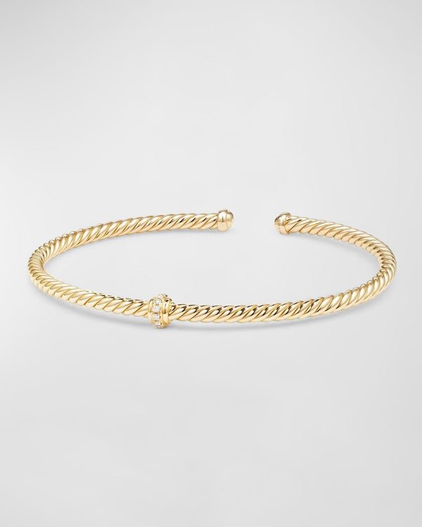 3mm Cablespira Diamond-Station Bracelet in 18k Gold- sku206940201