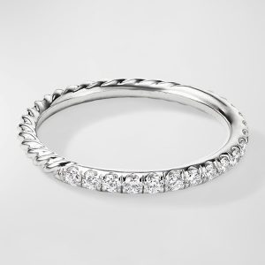 2mm Cable Pave Band Ring with Diamonds in 18k White Gold- sku206940165