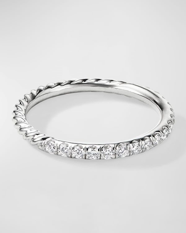2mm Cable Pave Band Ring with Diamonds in 18k White Gold- sku206940161