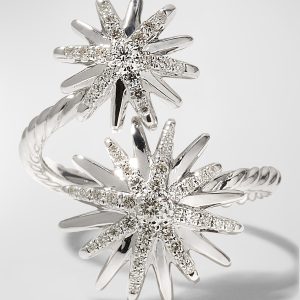 20mm Starburst Bypass Ring in Diamonds and Sterling Silver- sku207030677