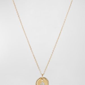 Cable Collectibles Initial Pendant Necklace with Diamonds in 18K Gold, 10mm, 16-18"L- sku207130140