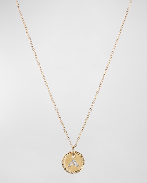 Cable Collectibles Initial Pendant Necklace with Diamonds in 18K Gold, 10mm, 16-18"L- sku207130123