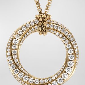 30mm Full Pave Crossover Pendant Slider Necklace with Diamonds and Gold- sku207740013