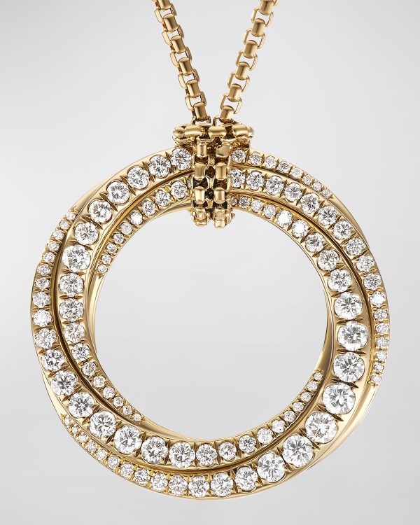 30mm Full Pave Crossover Pendant Slider Necklace with Diamonds and Gold- sku207740013