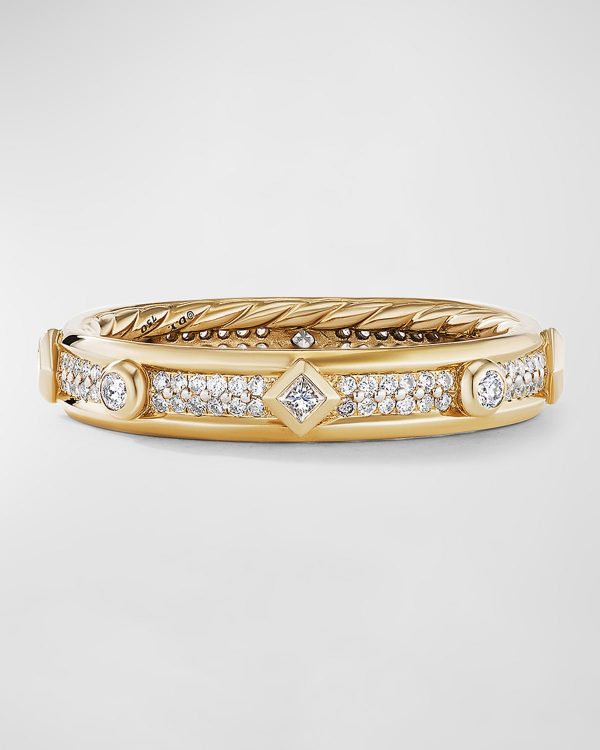 Modern Renaissance Ring with Diamonds in 18K Gold, 4mm, Size 7- sku207730007