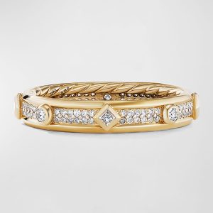 Modern Renaissance Ring with Diamonds in 18K Gold, 4mm, Size 8- sku210212445