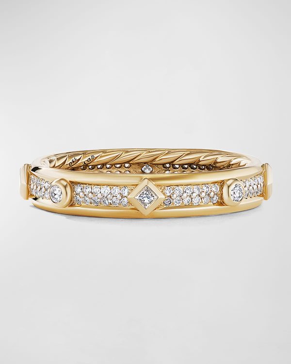 Modern Renaissance Ring with Diamonds in 18K Gold, 4mm, Size 8- sku210212445