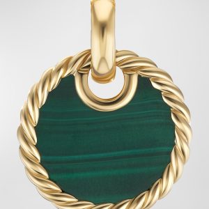 DY Elements Disc Pendant with Malachite in 18K Gold, 15.5mm- sku212601312