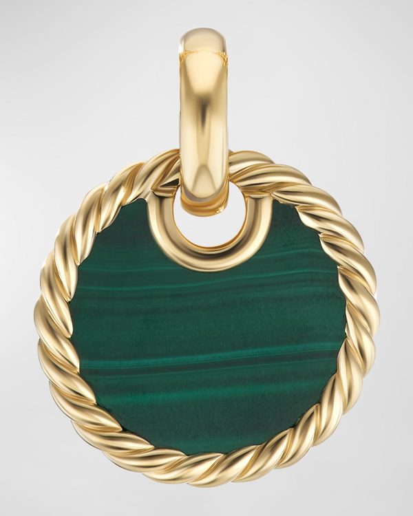 DY Elements Disc Pendant with Malachite in 18K Gold, 15.5mm- sku212601312