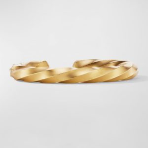 Cable Edge Cuff Bracelet in 18K Gold, 9mm, Size M- sku211800009