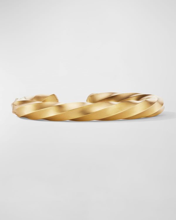 Cable Edge Cuff Bracelet in 18K Gold, 9mm, Size M- sku211800009