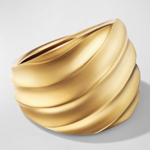 Cable Edge Saddle Ring in 18K Gold, 20mm, Size 7- sku209200047