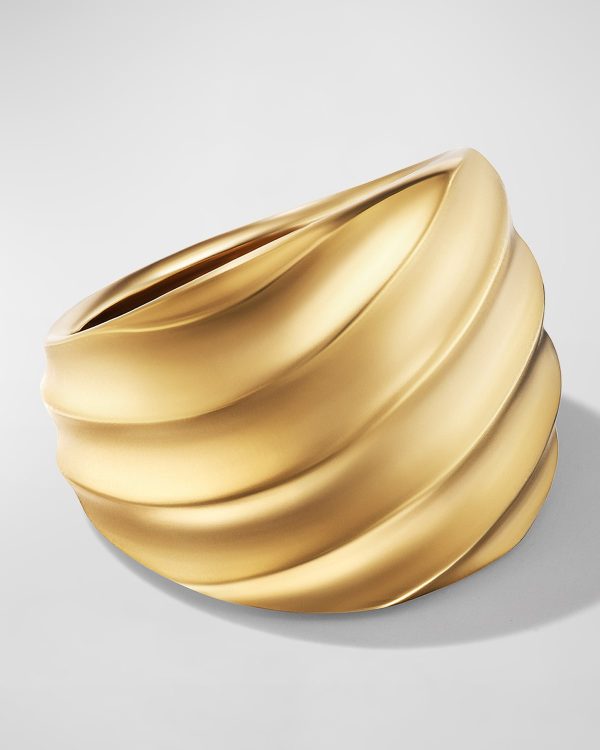 Cable Edge Saddle Ring in 18K Gold, 20mm, Size 7- sku209200047