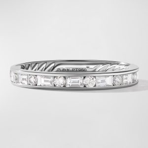 Eden Alternating Baguette Diamond Wedding Band Ring in Platinum, Size 7.5- sku212742498