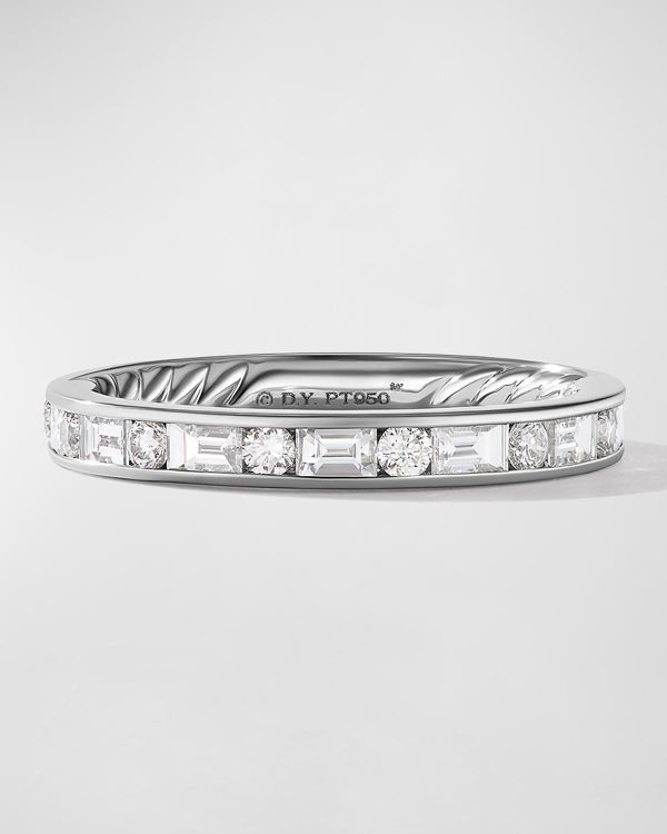 Eden Alternating Baguette Diamond Wedding Band Ring in Platinum, Size 7.5- sku212742498