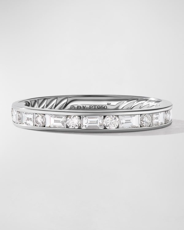 Eden Alternating Baguette Diamond Wedding Band Ring in Platinum, Size 8.5- sku212742497
