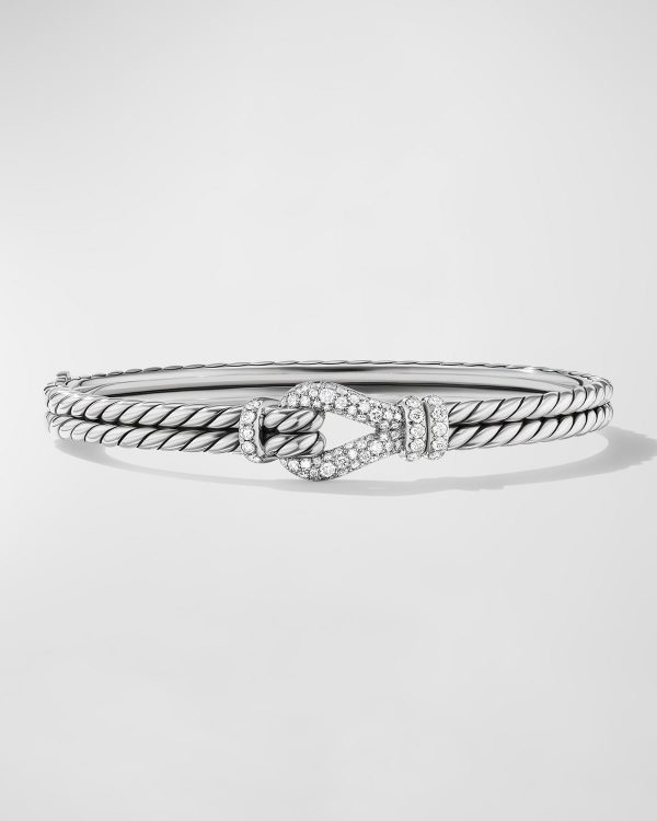 Thoroughbred Loop Bracelet with Diamonds in Silver, 5.5mm- sku210830614