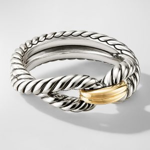 Cable Loop Ring in Silver with 18K Gold, 8mm- sku210850334