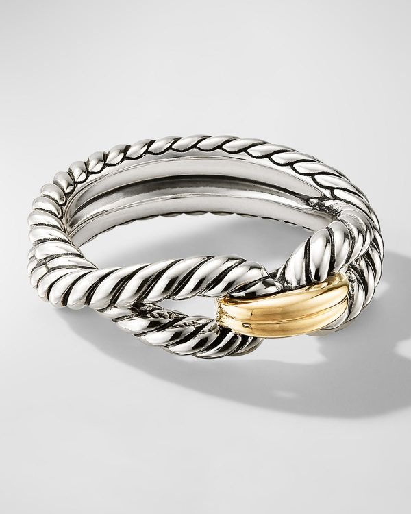 Cable Loop Ring in Silver with 18K Gold, 8mm- sku210850334