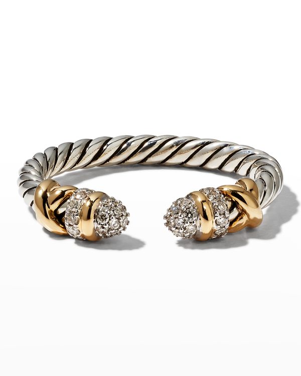 Petite Helena Open Ring with Diamonds in Silver and Gold- sku210852551